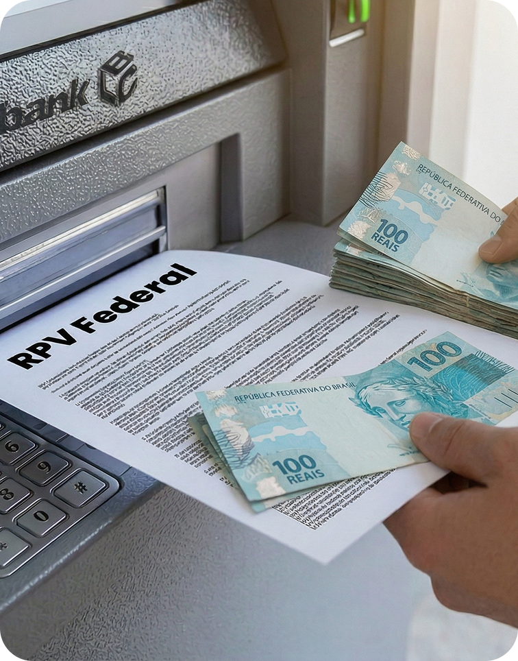 Dinheiro e RPV Federal em caixa eletrônico do Banco do Brasil
