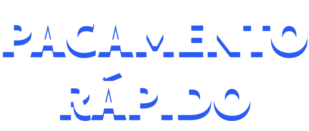 Texto "Pagamento Rápido" em azul com design moderno